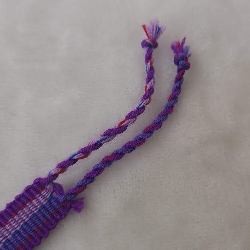 Hand Woven Braided Friendship Bracelet Shades of Purple Blue Pink Red - Picture 8 of 12
